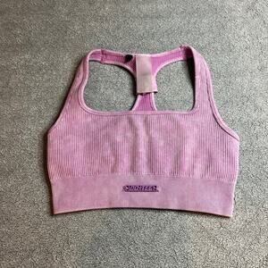 Bo+Tee Ribbed Seamless Padded sports Bra in Lilac Purple Size Small B197